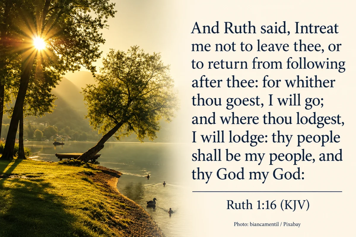 Ruth 1:16 (KJV) — And Ruth said, Intreat me not to leave thee, or to return from following after thee: for whither thou goest, I will go; and where thou lodgest, I will lodge: thy people shall be my people, and thy God my God: